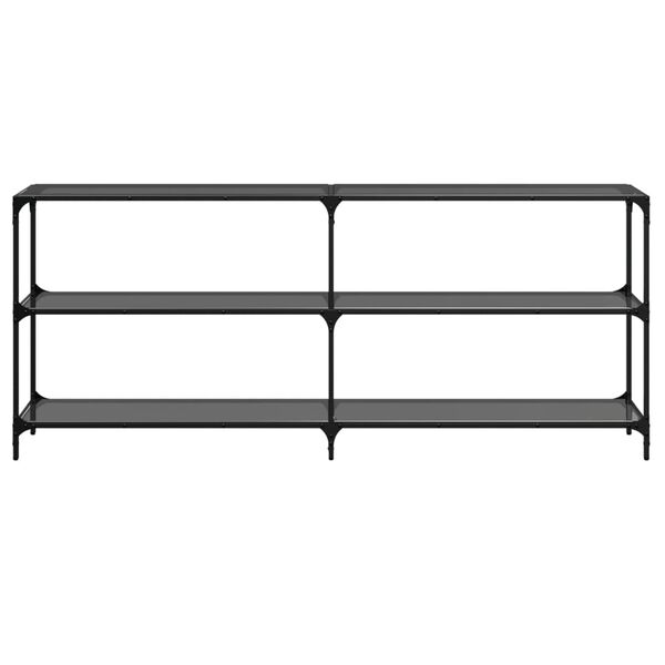 vidaXL Konsolipöytä musta lasinen pöytälevy 194,5x30x81 cm teräs