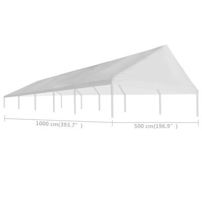 vidaXL Juhlateltan katto 5 x 10 m valkoinen