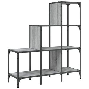 vidaXL Kirjahylly harmaa Sonoma 92x30x102 cm tekninen puu ja metalli