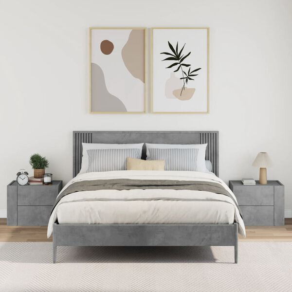 vidaXL Seinäkiinnitettävät yöpöydät 2 kpl betoninharmaa 45x30x35 cm