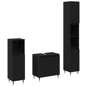 vidaXL Kylpyhuonekalustesetti 3 pcs Musta tammi. 30 x 30 x 190 cm