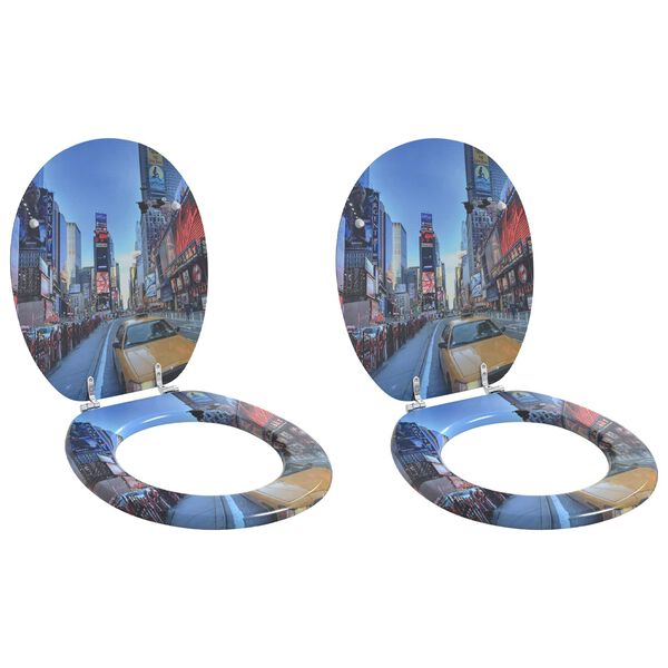 vidaXL WC-istuimet hard-close kansilla 2 kpl MDF New York -kuosi