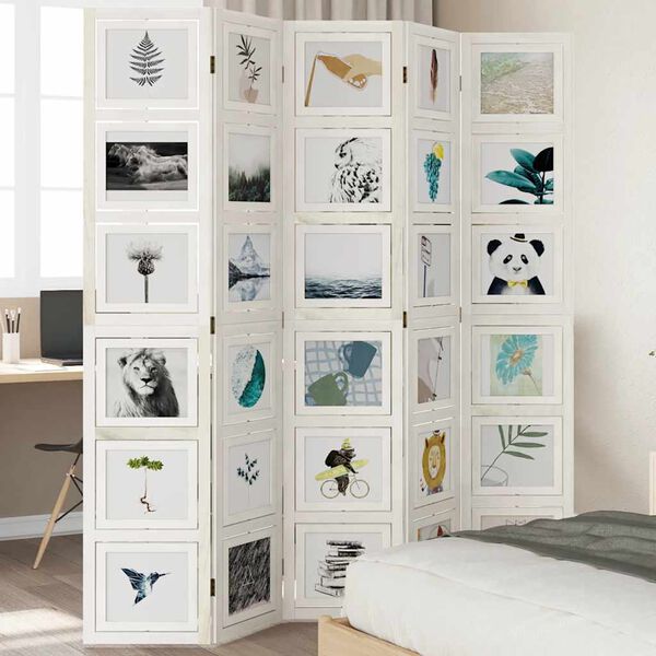 vidaXL 5-Paneelinen tilanjakaja valkoinen t&auml;ysi keisaripuu