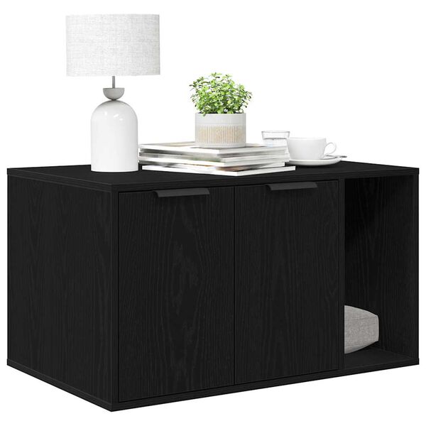 vidaXL Kissanhiekkalaatikon aitaus musta tammi 80x50x45 cm tekopuu