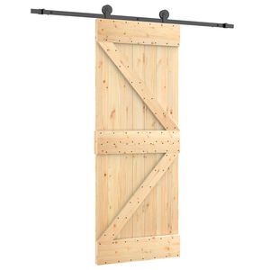 vidaXL Liukuovi Luonnollinen ja musta 70 x 210 cm Massiivinen m&auml;nty