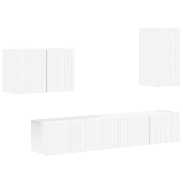 vidaXL TV-sein&auml;kaappi setti 4 pcs Valkoinen Tekninen puu