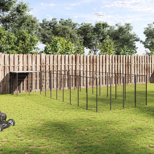 vidaXL Koiranh&auml;kki musta 13,31 m&sup2; ter&auml;s