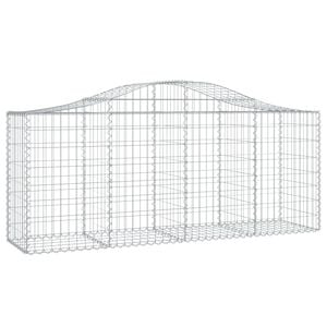 vidaXL Kaareva kivikori 200x50x80/100 cm galvanoitu rauta