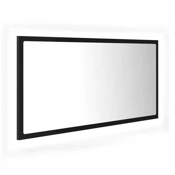 vidaXL LED-kylpyhuonepeili musta 90x8,5x37 cm akryyli