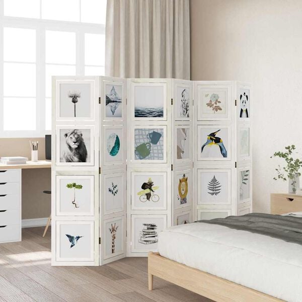 vidaXL 6-Paneelinen tilanjakaja valkoinen t&auml;ysi keisaripuu