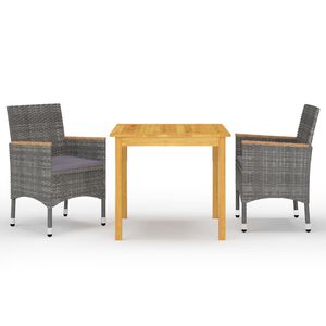 vidaXL 3-osainen ulkoruokailuryhmä harmaa