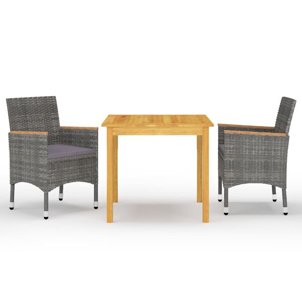 vidaXL 3-osainen ulkoruokailuryhmä harmaa