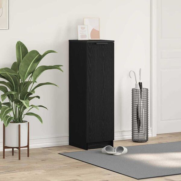 vidaXL Kenkäkaappi ovella Musta tammi 29.5 x 35 x 101 cm Tekninen puu