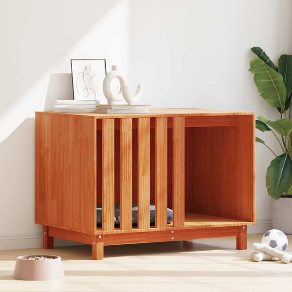 vidaXL Koirankoppi Vaha ruskea 90 x 60 x 67 cm Massiivinen mänty