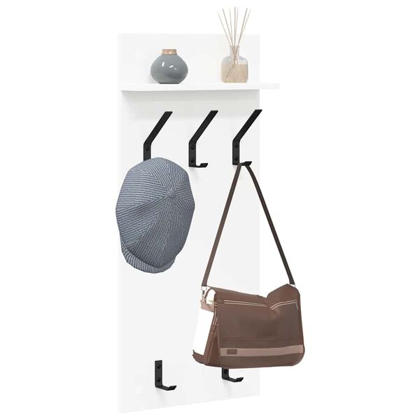 vidaXL Seinälle asennettava takkihylly Valkoinen 40 x 10 x 90 cm