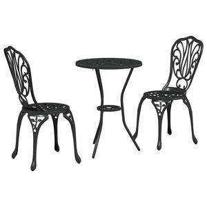 vidaXL Puutarhan Bistro Set 3 kpl Musta Alumiini