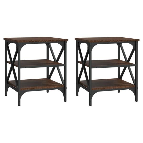 vidaXL Sivup&ouml;yd&auml;t 2 kpl ruskea tammi 40x42x50 cm tekninen puu