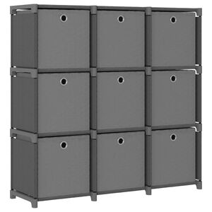 vidaXL 9 kuution esittelyhylly + laatikot harmaa 103x30x107,5cm kangas