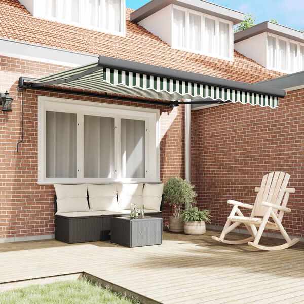 vidaXL Aurinkovarjo Vihre&auml; ja valkoinen 300 x 250 x 165 cm