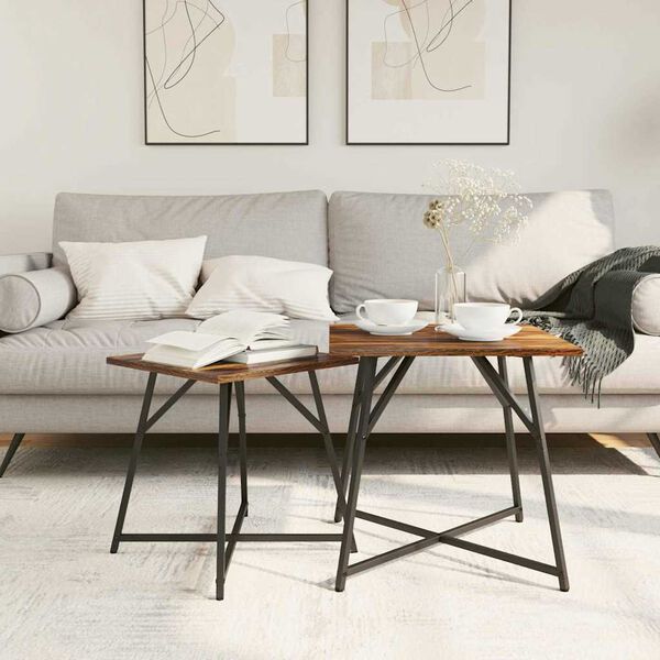 vidaXL Sivup&ouml;yt&auml;setti 2 pcs Savustettu tammi ja musta 50 x 50 x 50 cm