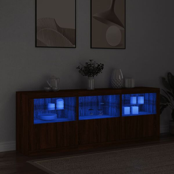 vidaXL Senkki LED-valoilla ruskea tammi 181,5x37x67 cm