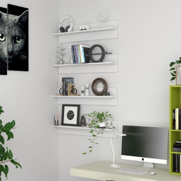 vidaXL Sein&auml;hyllyt 4 kpl valkoinen 80x11,5x18 cm lastulevy