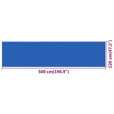 vidaXL Parvekkeen suoja sininen 120x500 cm HDPE