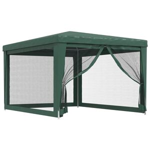 vidaXL Juhlateltta 4 verkkosivusein&auml;&auml; vihre&auml; 3x4 m HDPE