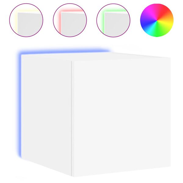 vidaXL TV-seinäkaappi LED-valoilla valkoinen 30,5x35x30 cm