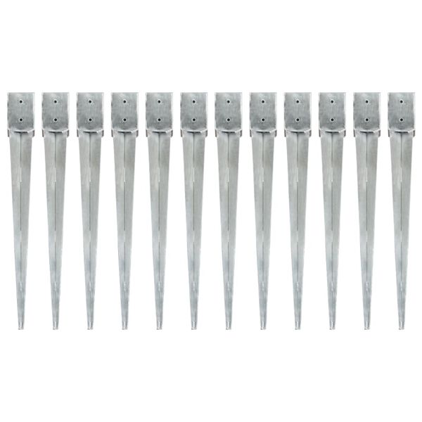 vidaXL Maapiikit 12 kpl hopea 10x10x91 cm galvanoitu teräs