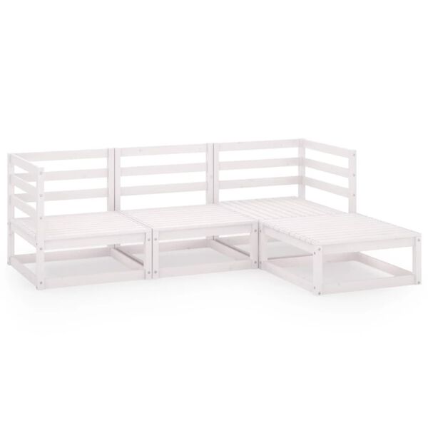 vidaXL 4-osainen Puutarhasohvasarja valkoinen t&auml;ysi m&auml;nty