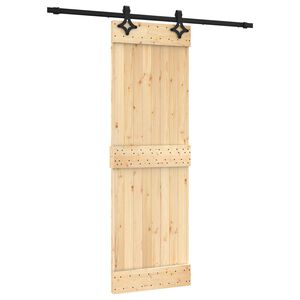 vidaXL Liukuovi Luonnollinen ja musta 70 x 210 cm Massiivinen m&auml;nty