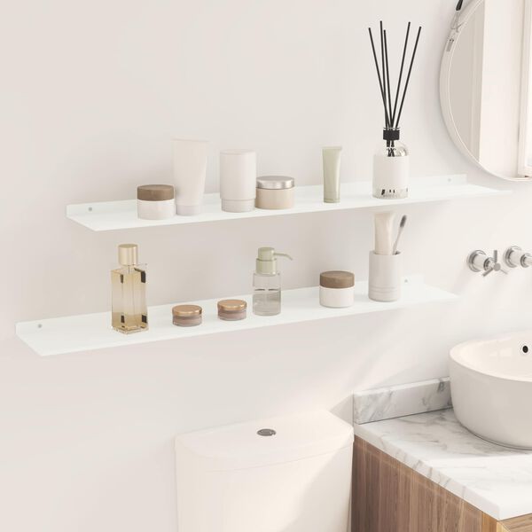 vidaXL Kelluva hylly 2 pcs Valkoinen 100 x 18 x 2,5 cm Ter&auml;s