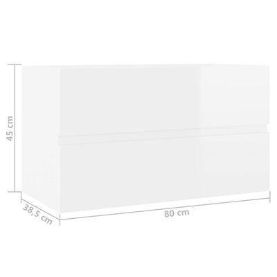 vidaXL Allaskaappi korkeakiilto valkoinen 80x38,5x45 cm lastulevy