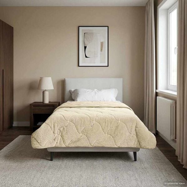 vidaXL Talvityyny Kerma 140 x 200 cm Mikrokuitu ja teddy fleece