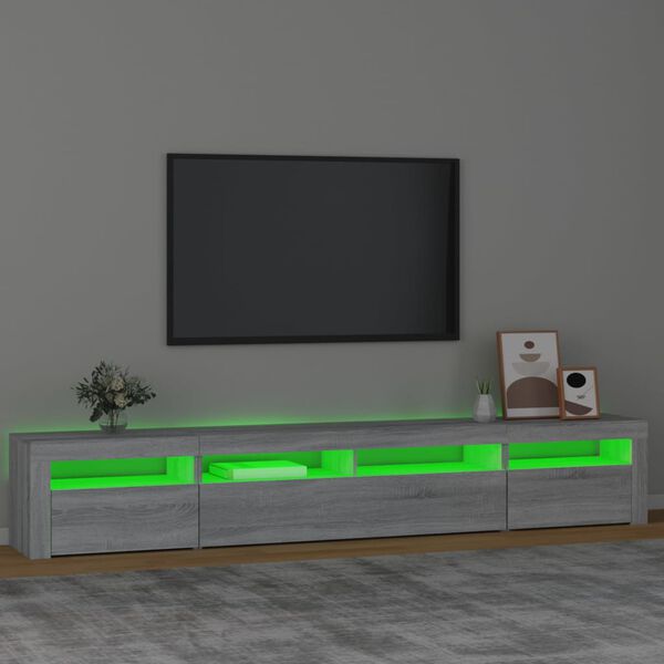 vidaXL TV-taso LED-valoilla harmaa Sonoma 240x35x40 cm