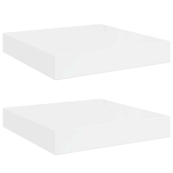 vidaXL Kelluvat sein&auml;hyllyt 2kpl korkeakiilto valk. 23x23,5x3,8 cm MDF