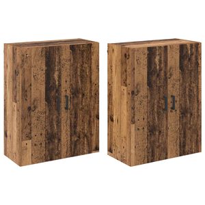 vidaXL Sein&auml;lle Kiinnitett&auml;v&auml; Kaappi 2 kpl Vanha puu 69,5 x 34 x 90 cm