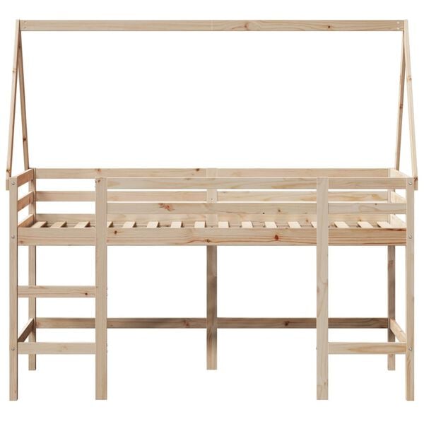 vidaXL Parvisänky tikkailla ja katoksella 90x200 cm täysi mänty