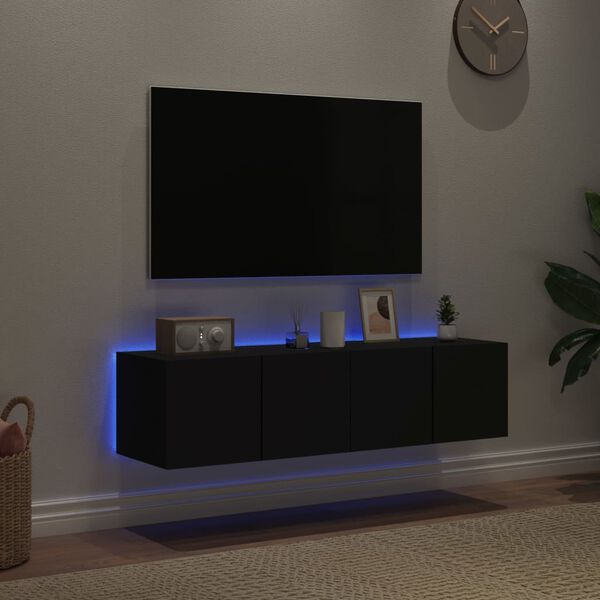vidaXL TV-sein&auml;kaapit LED-valoilla 2 kpl musta 60x35x31 cm