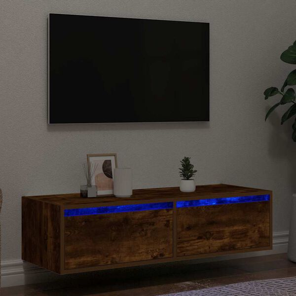 vidaXL TV-kaappi LED-valoilla savustettu tammi 100X35,5x25 cm