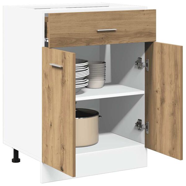 vidaXL Laatikkokaappi alaosassa "Lyon" k&auml;sity&ouml;n&auml; tammi 60x46x81,5 cm tekninen puu