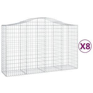 vidaXL Kaarevat kivikorit 8 kpl 200x50x120/140 cm galvanoitu rauta