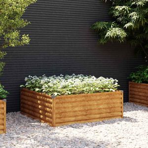 vidaXL Korotettu kukkalaatikko 100x100x36 cm Corten ter&auml;s