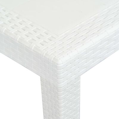 vidaXL Puutarhapöytä rottinkityylinen muovi 150x90x72 cm valkoinen