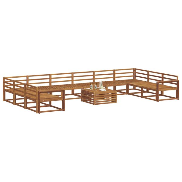 vidaXL Ulkosohvakokoelma 11 pcs Luonnollinen Tihe&auml; akasiapuu