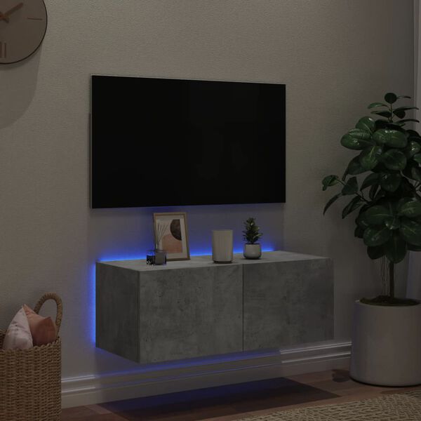 vidaXL TV-sein&auml;kaappi LED-valoilla betoninharmaa 80x35x31 cm