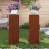 vidaXL Kasviteline 2 pcs Ruosteinen 24 x 24 x 75 cm Kulunut Ter&auml;s