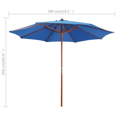 vidaXL Aurinkovarjo puurunko 300x258 cm sininen