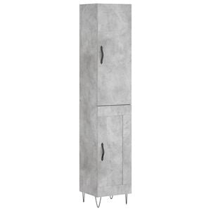 vidaXL Kaappi betoninharmaa 34,5x34x180 cm tekninen puu